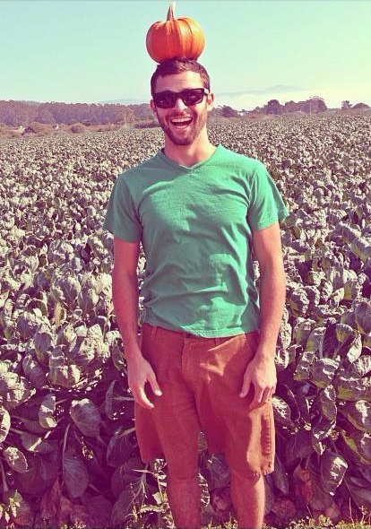 peter with pumpkin on head